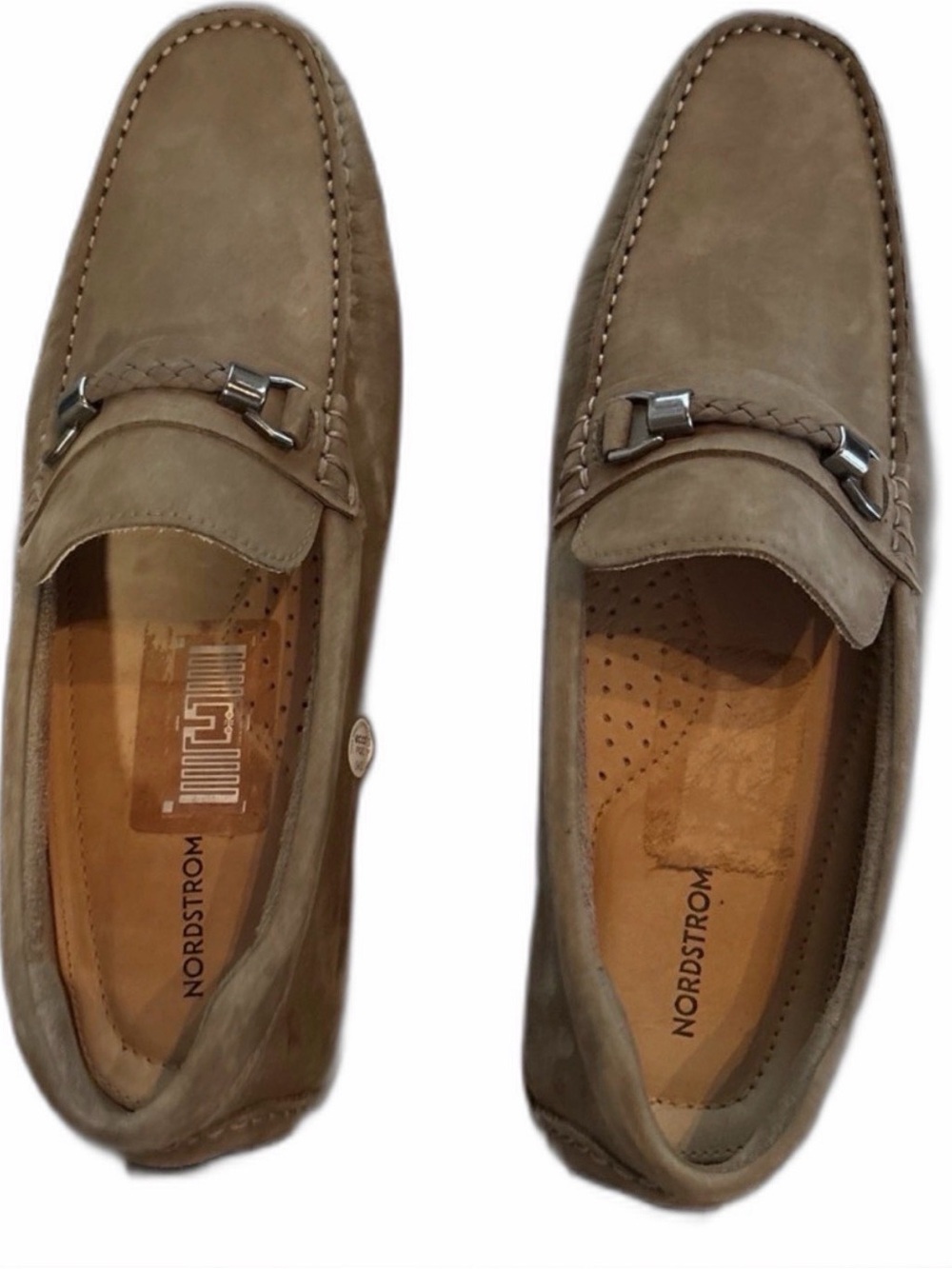 Like New! Nordstrom Men's Taupe Suede Bit Loafer Drivers - no signs of wear.